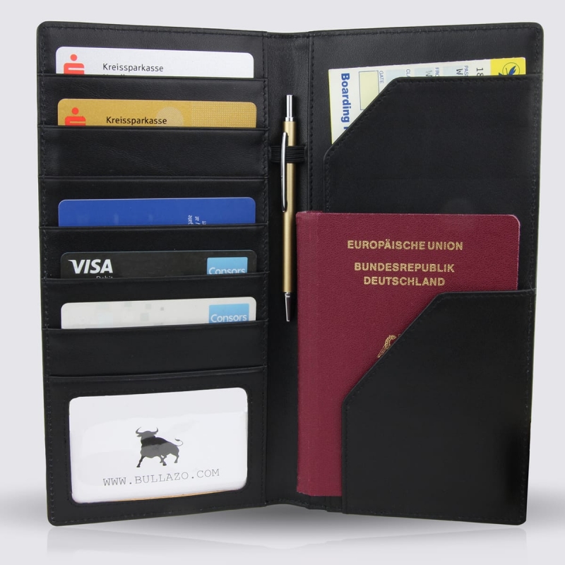Travel-Organizer aus Wollfilz und Vegan Leder für Reisepass, Tickets,  Kreditkarten, Bargeld und sonstige Papiere Mit vielen Fäch…